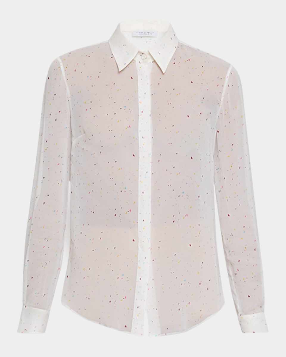 Henri Speckled Silk Button-Down Blouse